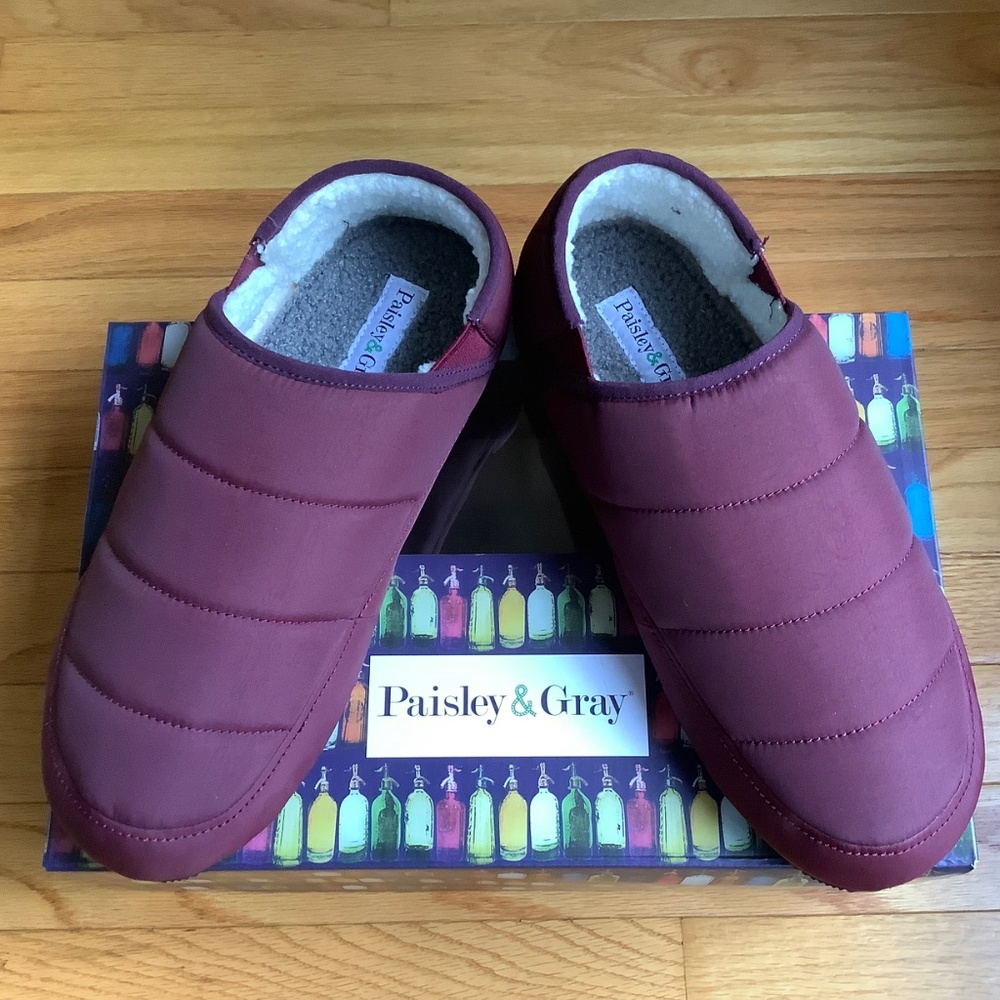 PAISLEY & GRAY Houser Quilted Faux Shearling Lined Slipper Maroon SZ L - Picture 2 of 16